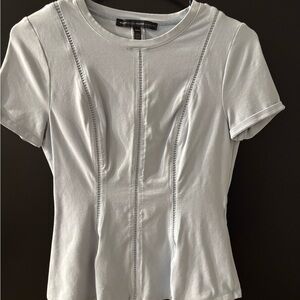 White House Black Market Light Blue Fitted Short Sleeve Blouse